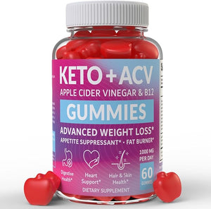 Keto ACV Gummies Advanced Weight Loss - Made in USA Tasty ACV Keto Gummies for Weight Loss, Digestion, Cleansing, No Gluten, No GMO & Vegan Keto Apple Cider Vinegar Gummies 1000mg, 60 pcs